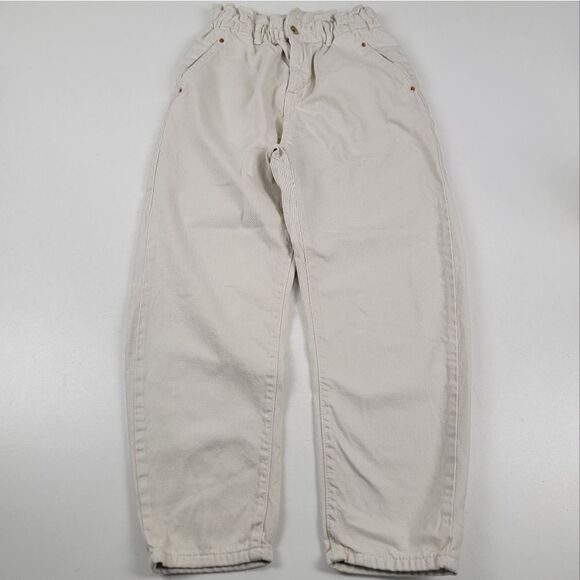 Zara High Waisted Ivory White Cream Baggy Jeans Womens Size US 4 Mom Pants - Picture 1 of 14